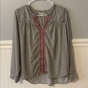 Jcrew stripe pattern long sleeve blouse